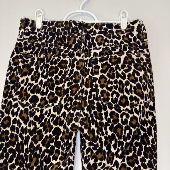 J Crew Corduroy Pants Womens 27 Brown Leopard Print 10" Toothpick Ankle Stretch - Picture 6 of 14